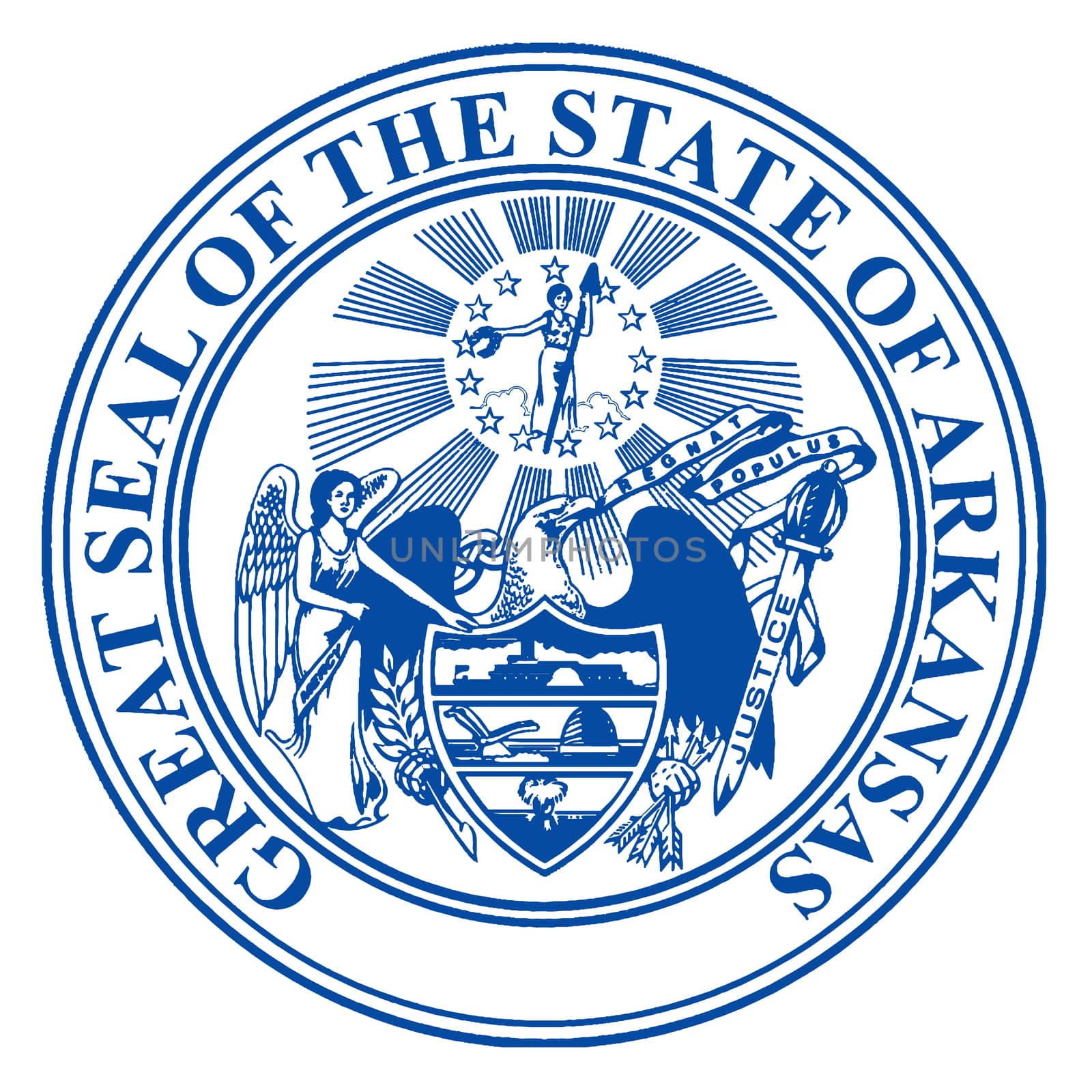 The state seal of Arkansas over a white background