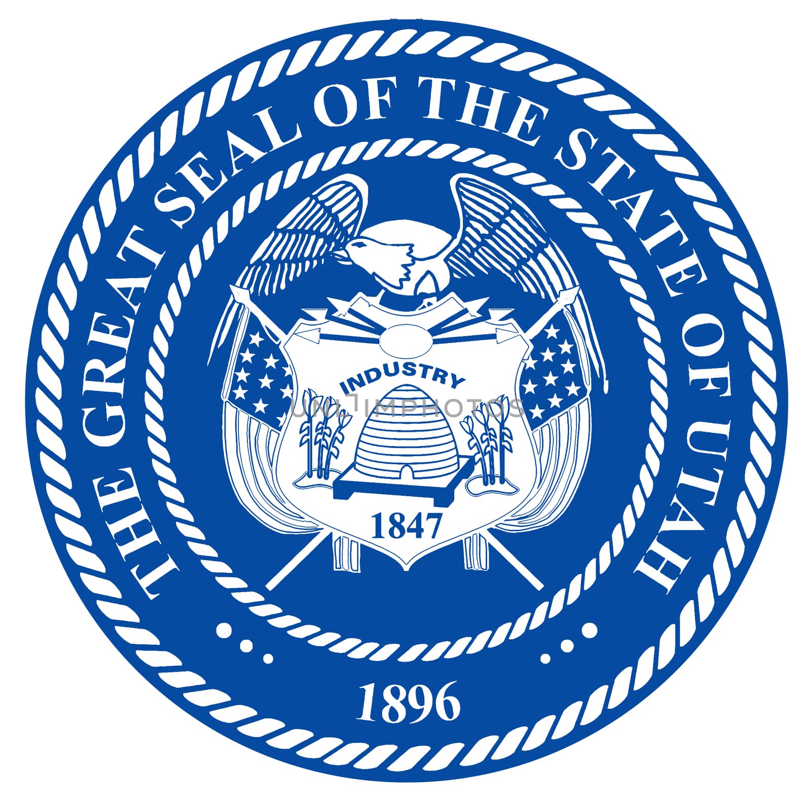 The seal of the American state of Utah over a white background