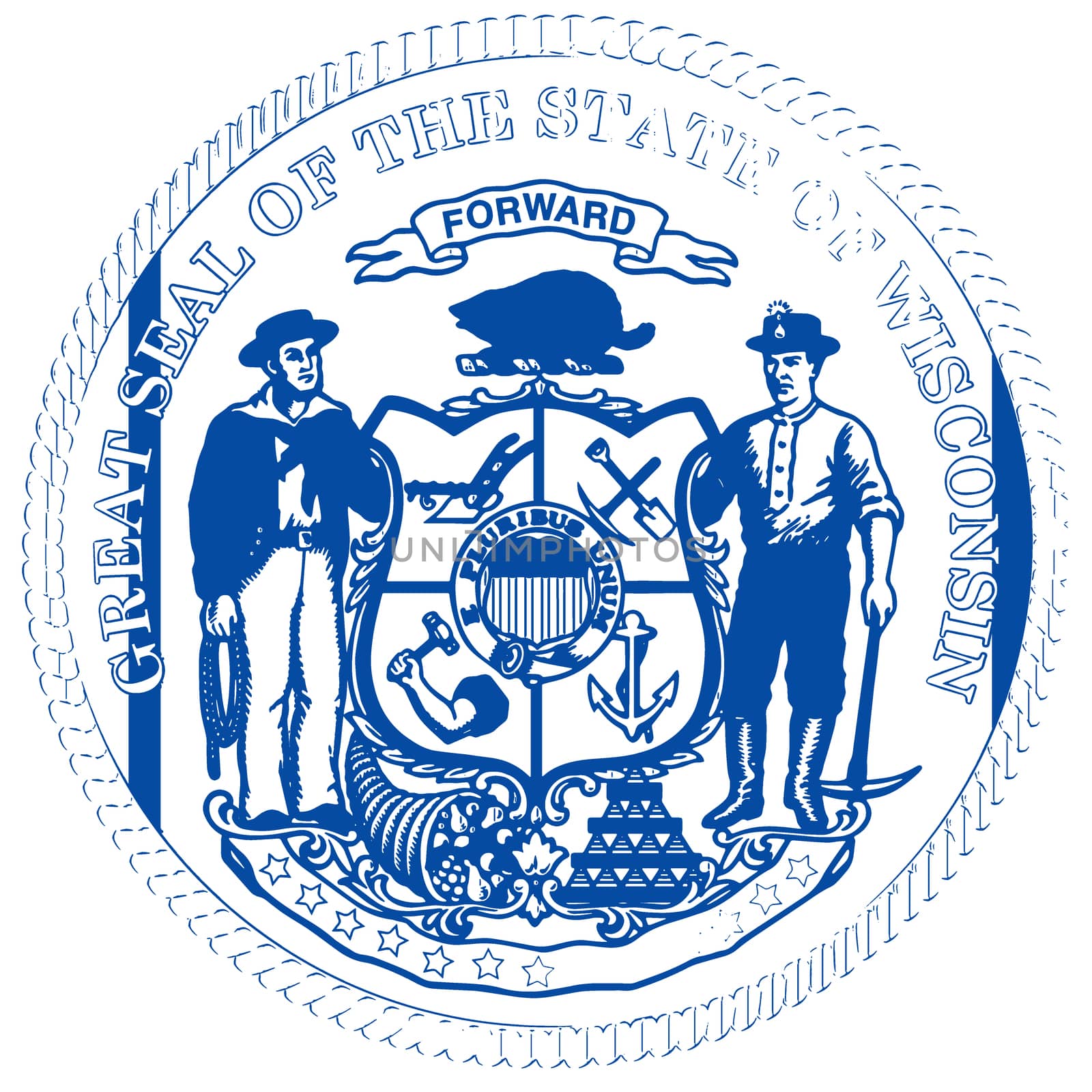 The seal of the state of Wisconsin over a white background