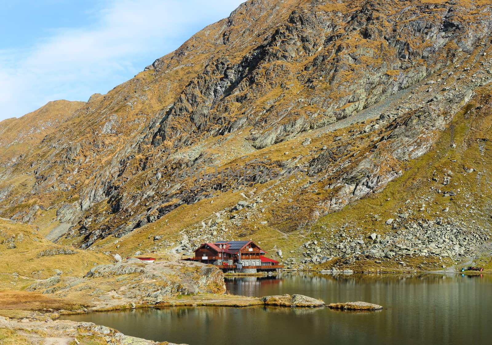 The glacier lake Balea (Balea Lac) on the Transfagarasan road in Romania