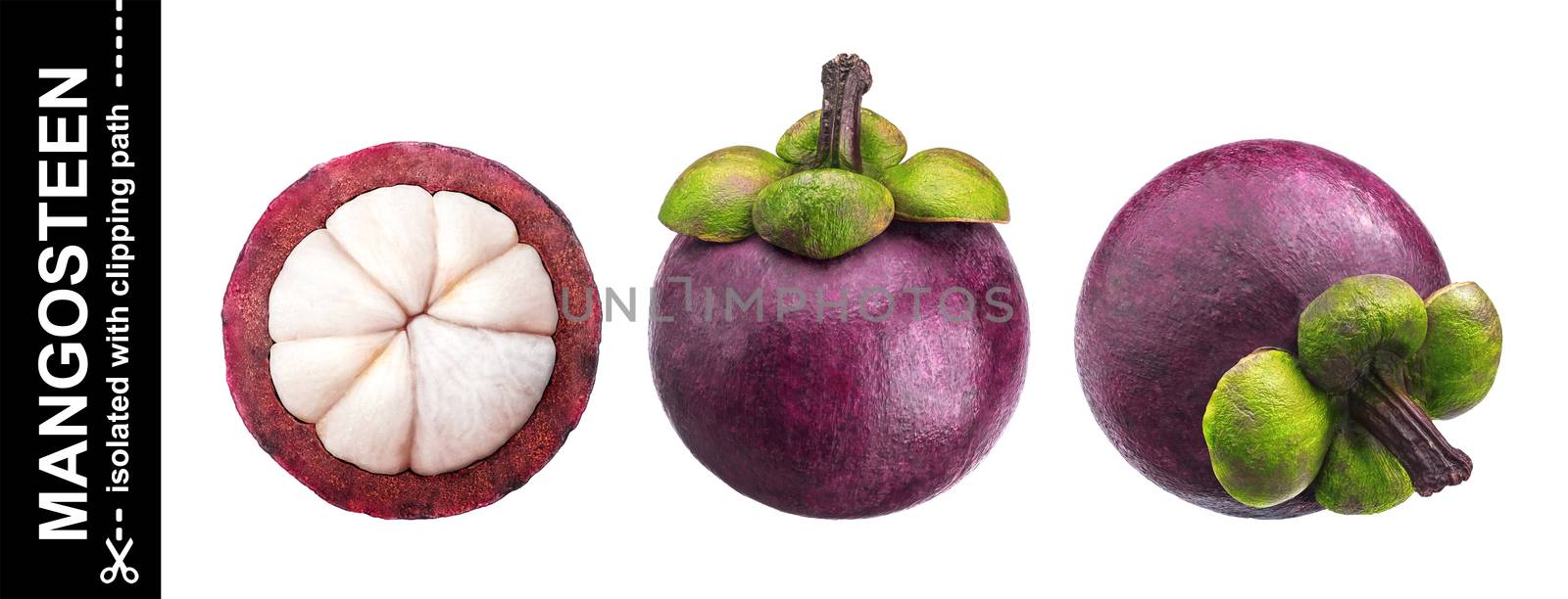 Mangosteen isolated on white background with clipping path