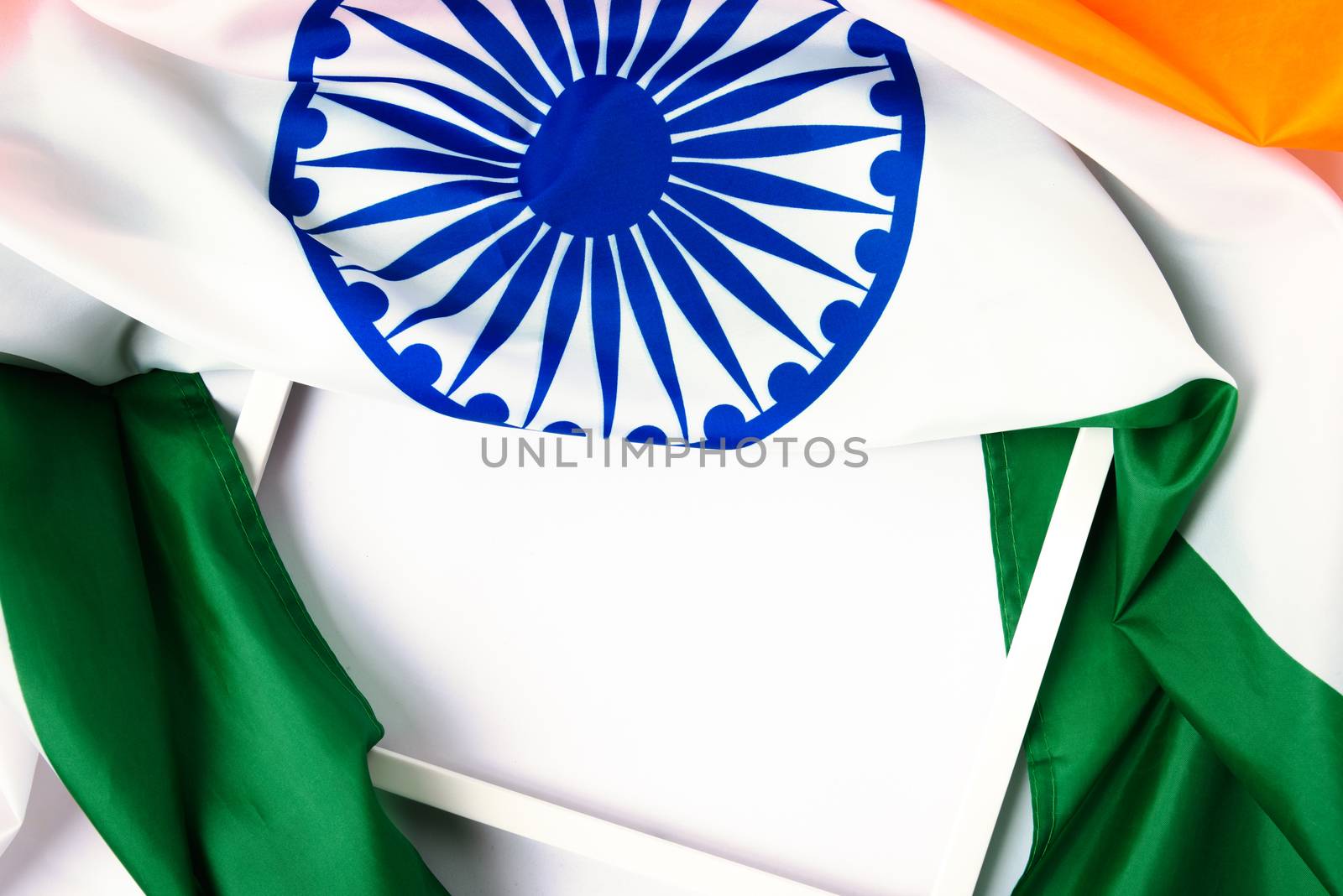 Indian republic day, flat lay top view, Indian tricolor flag and by Sorapop