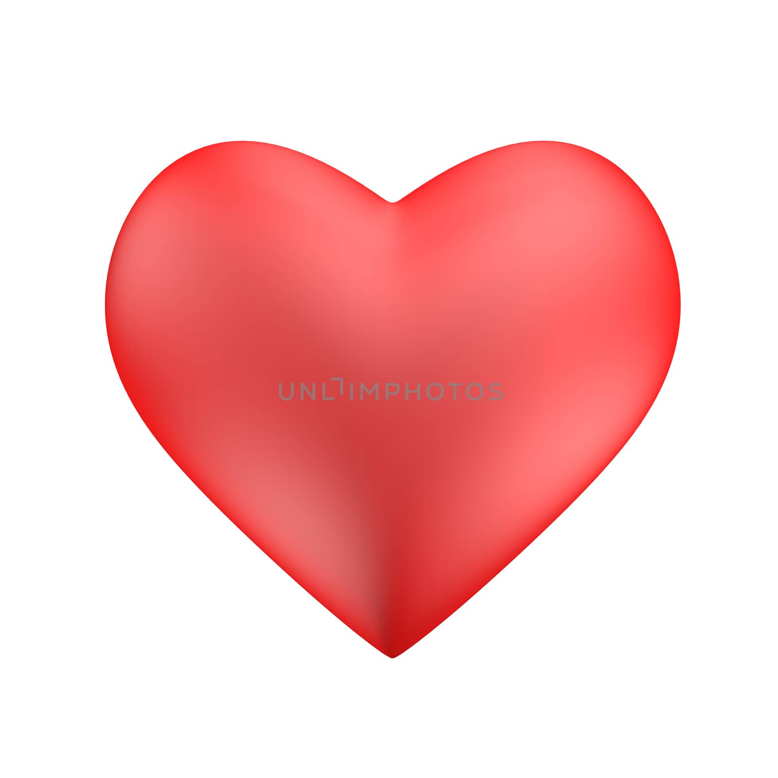 Happy Valentine's day, flat lay top view, 3D Red Heart on white background