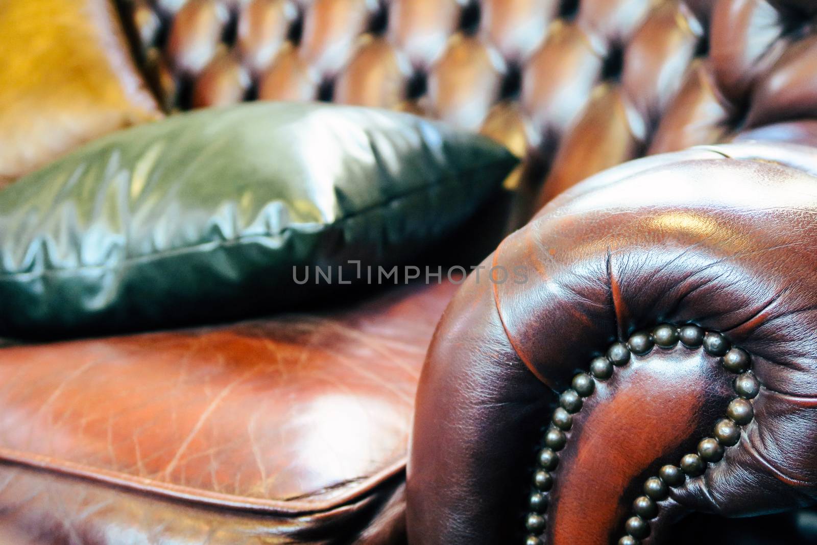 Detail image of vintage of leather sofa