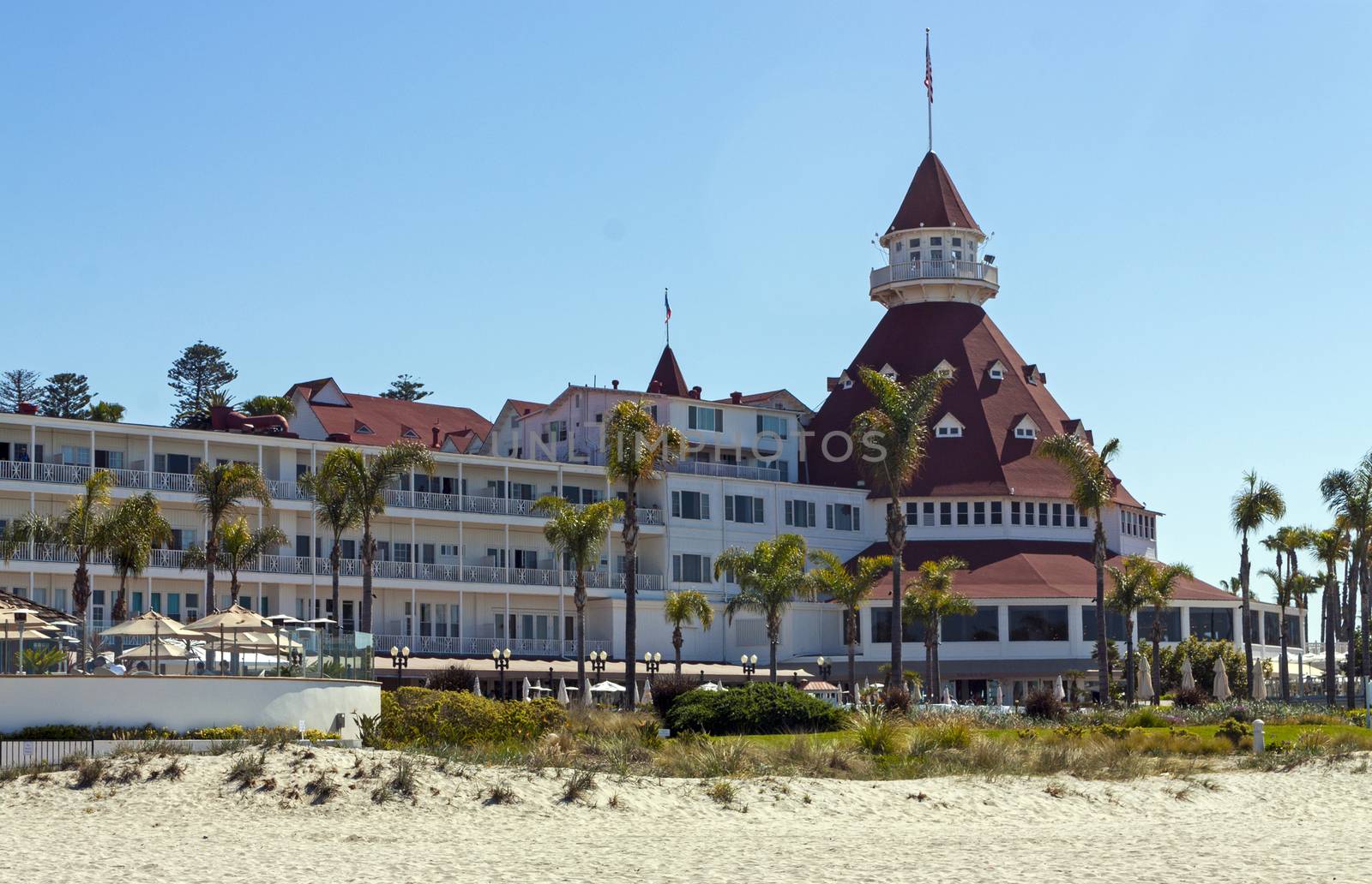 Coronado,Ca - April 07:View from the beach of the historic Hotel del Coronado,California on April 07,2014.