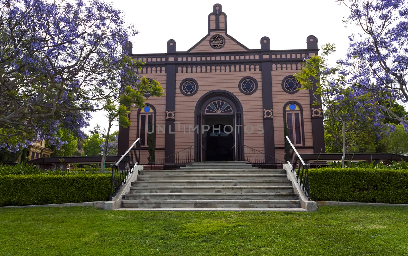 Synagogue in San Diego in spring day,California,America. Old Town,historical district.