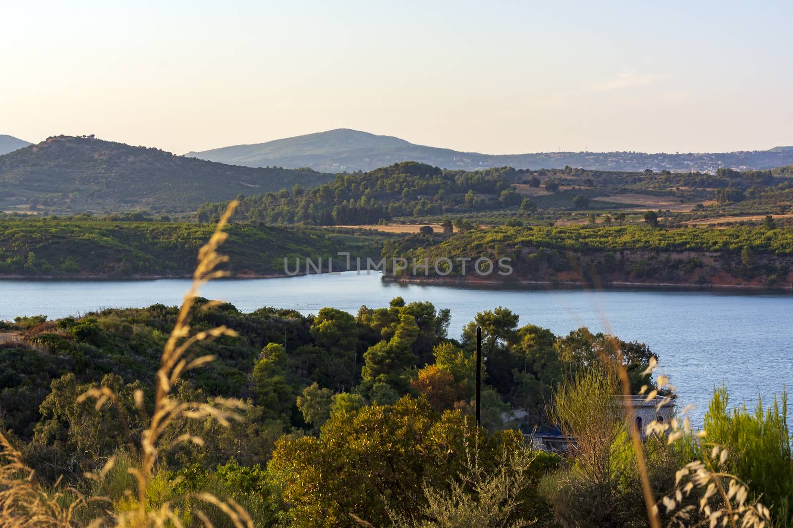 Lake Marathon on a autumn evening, Attica, Greece by ankarb