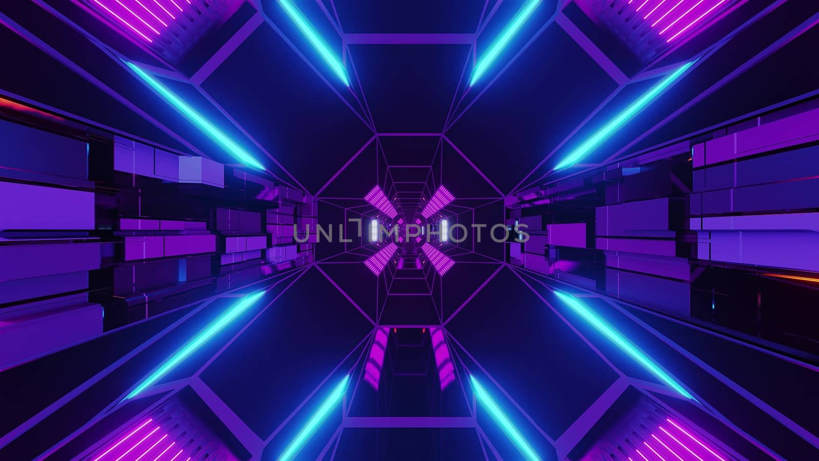 creative endless futurisic sci-fi tunnel corridor with technical texture 3d illustration wallpaper background graphic artwork by tunnelmotions