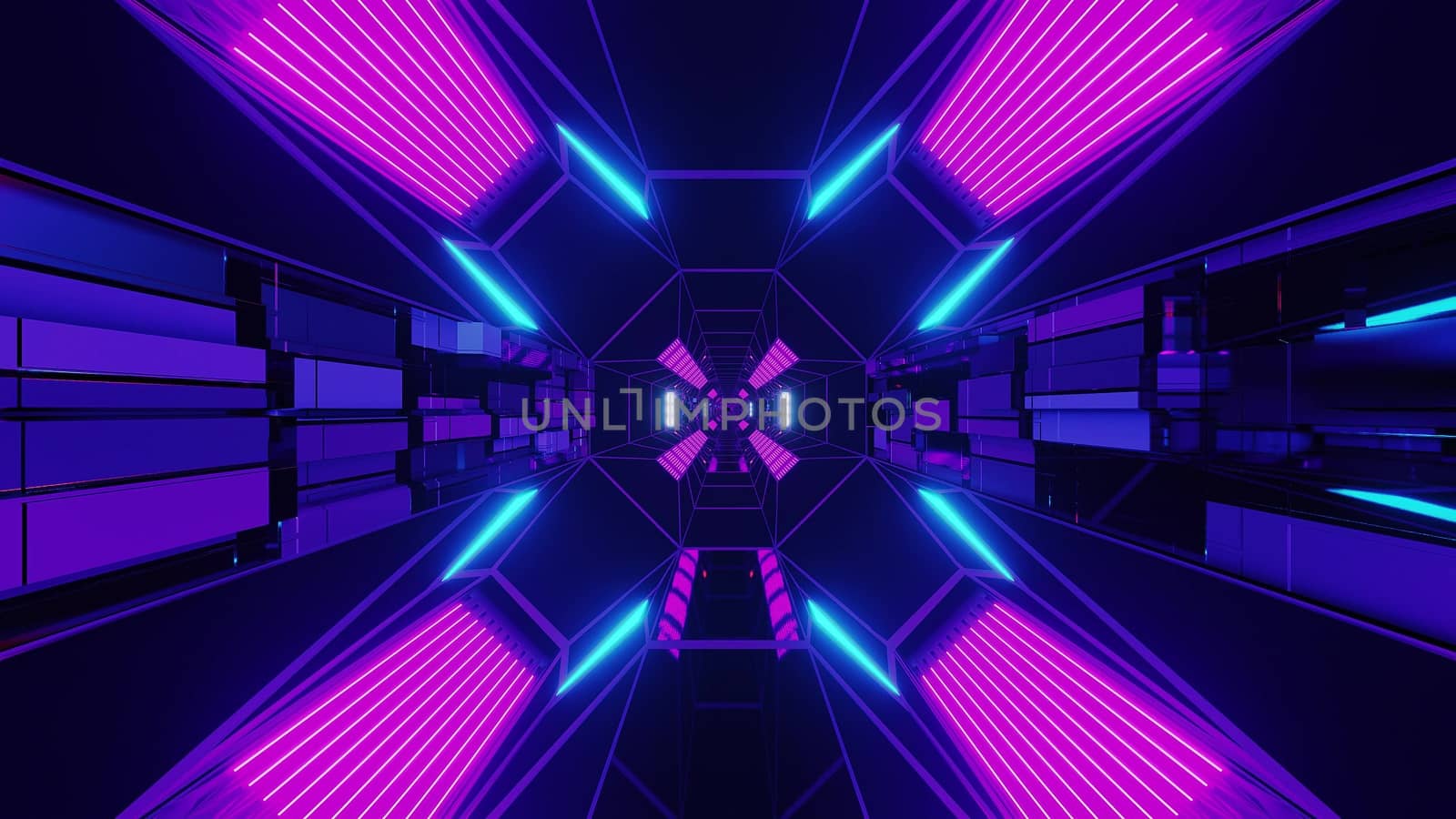 creative endless futurisic sci-fi tunnel corridor with technical texture 3d illustration wallpaper background graphic artwork by tunnelmotions