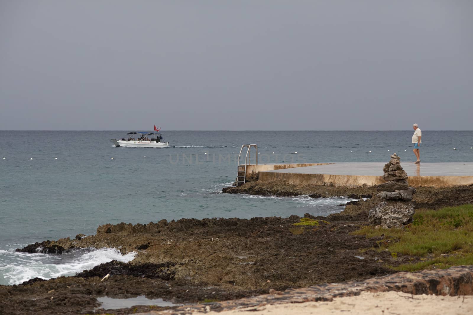 View of the Dominicus coast in the Dominican Republic in a cloudy day