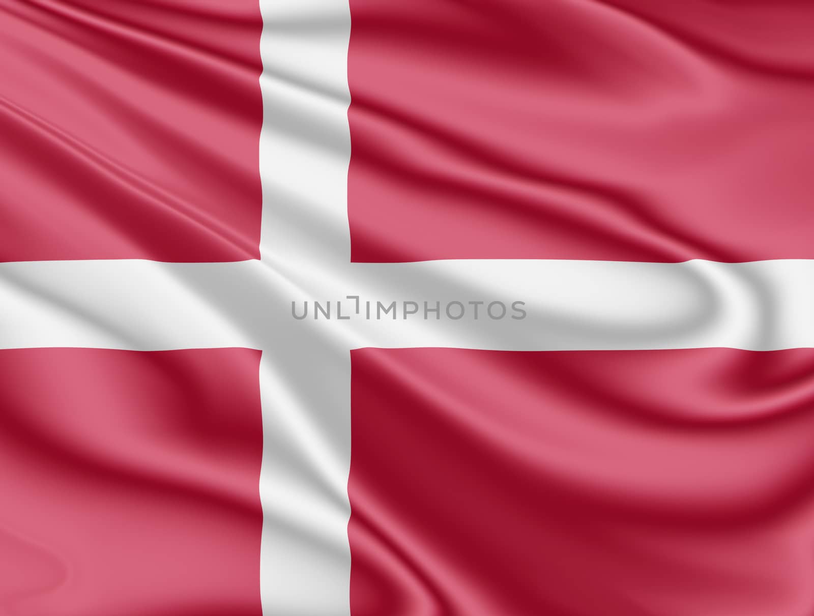 National flag of Denmark fluttering in the wind in 3D illustration