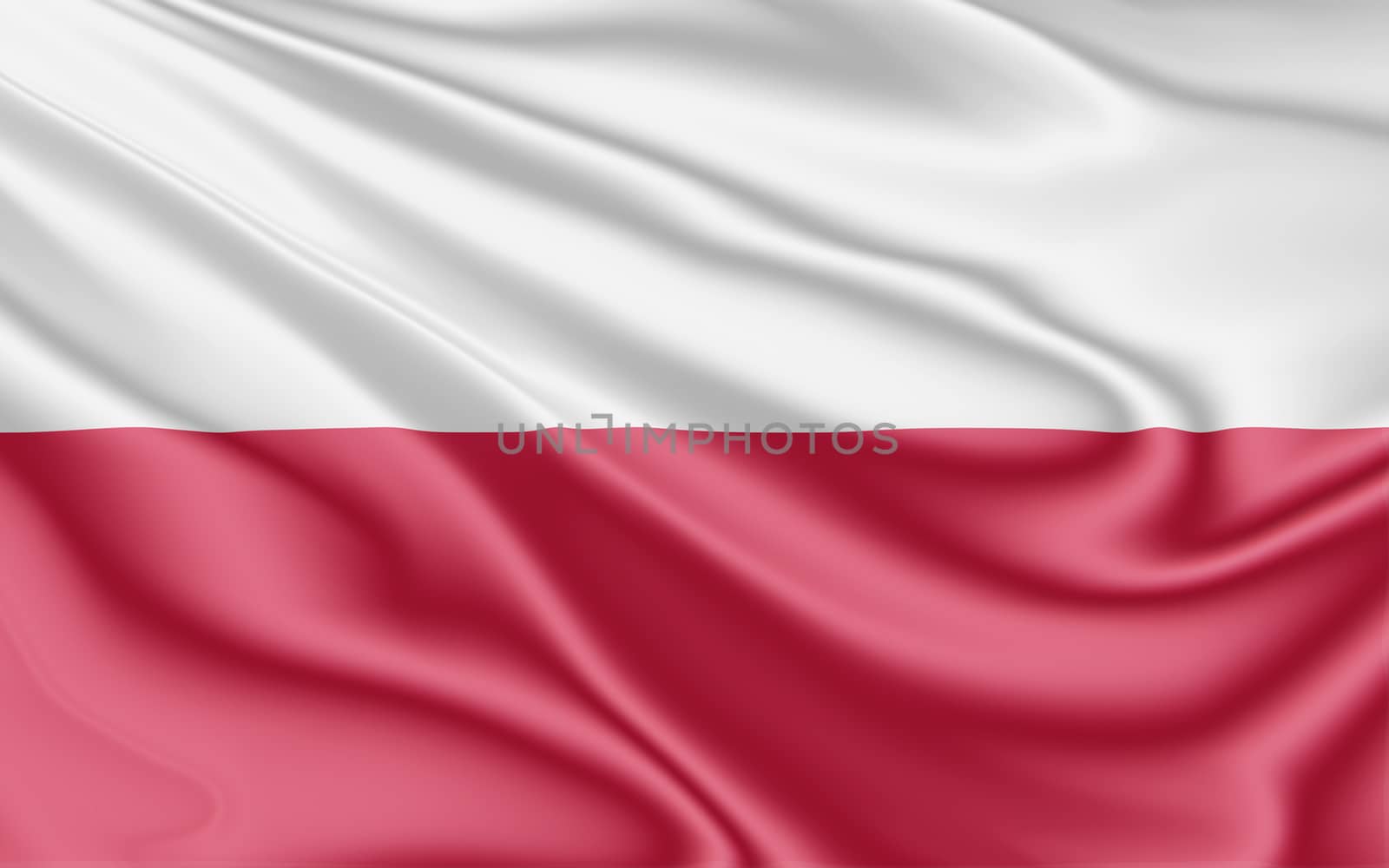 National flag of Poland fluttering in the wind in 3D illustration