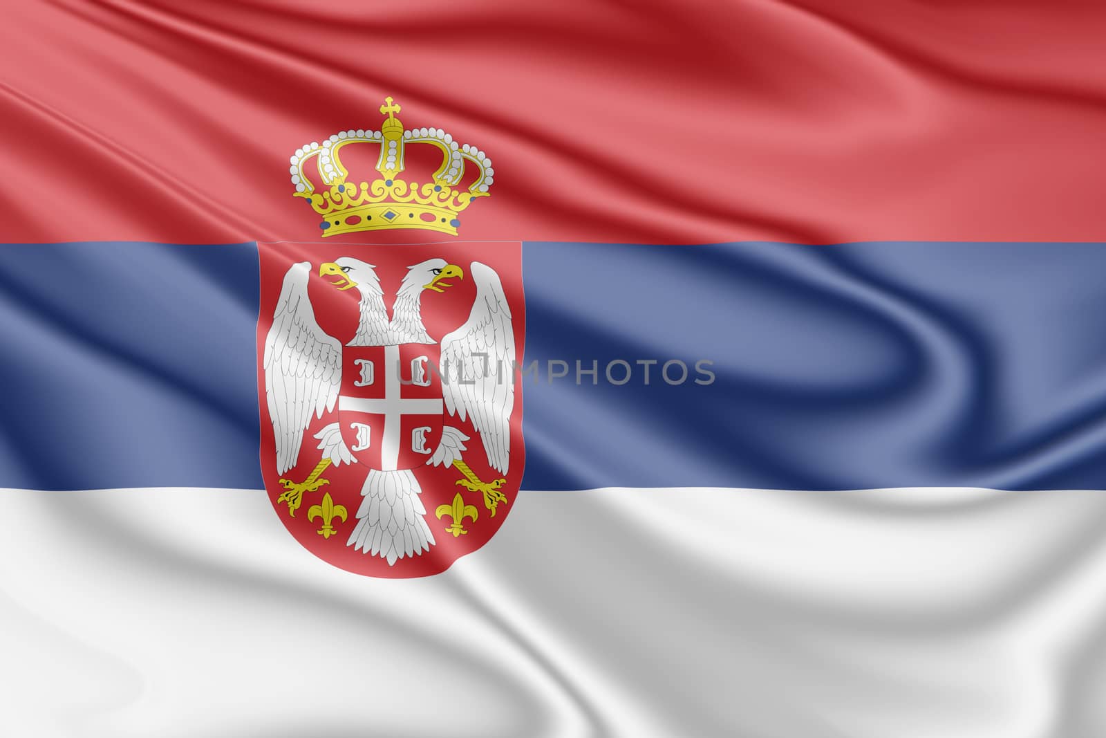 National flag of Serbia fluttering in the wind in 3D illustration