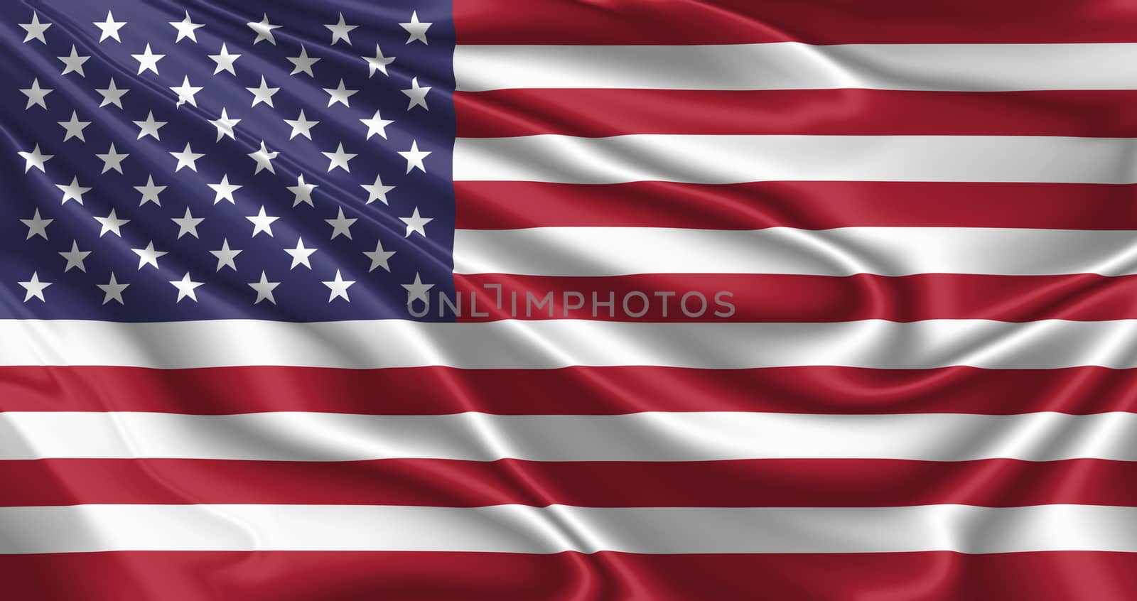 National flag of the United States of America fluttering in the wind in 3D illustration