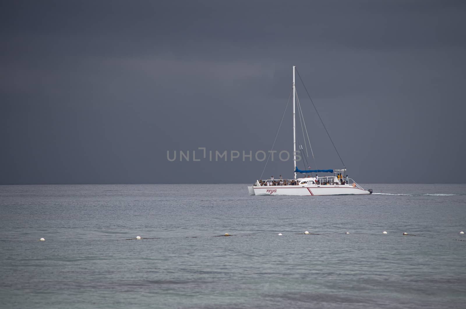 BAYAHIBE, DOMINICAN REPUBLIC 4 JANUARY 2020: Dominican boats in sea