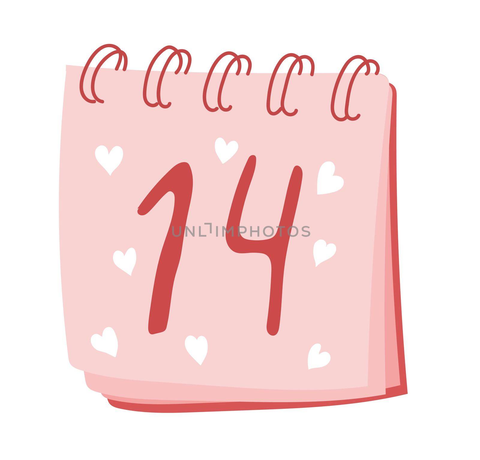 Valentine's Day. Calendar with the inscription. February 14. Pink color.. by annatarankova