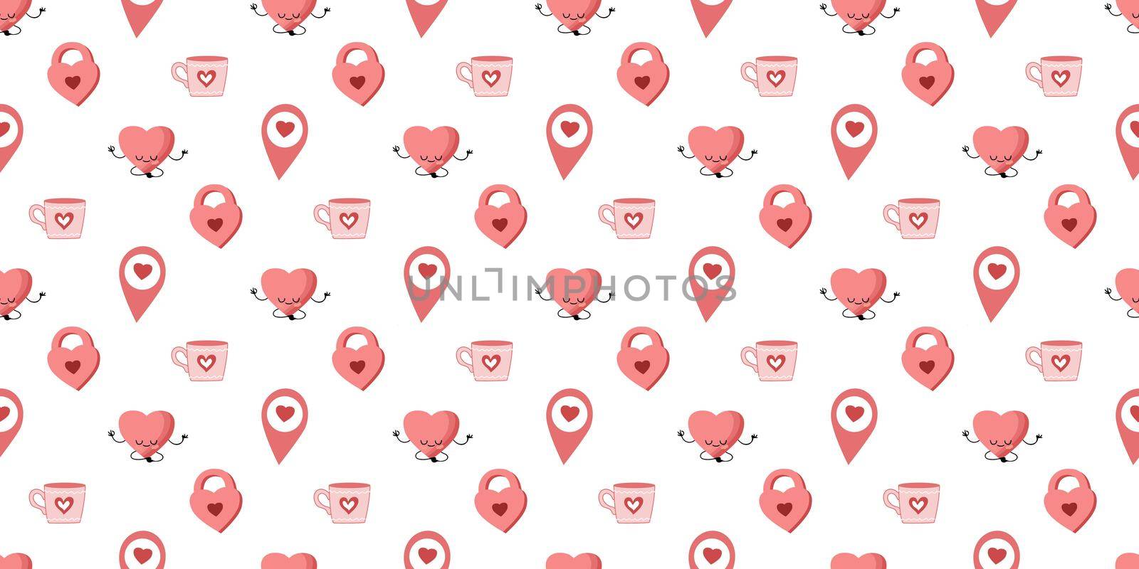 Seamless Pattern For Valentine's Day. The 14th of February. St. Valentine's Day. Heart.. by annatarankova