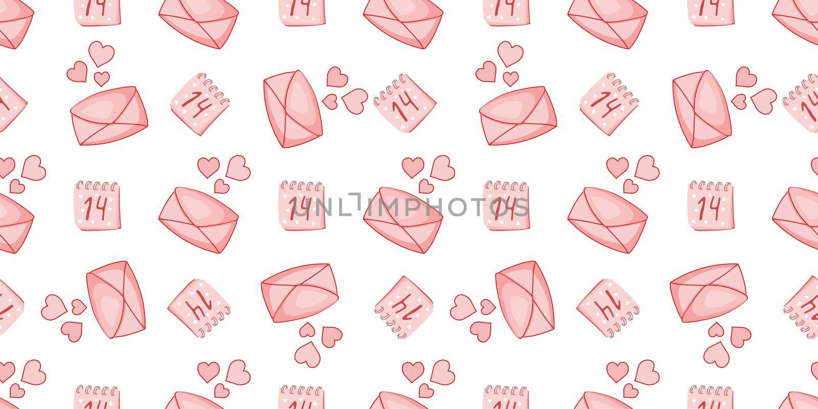 Seamless pattern for Valentine's day. Envelope with a heart. Love.. by annatarankova
