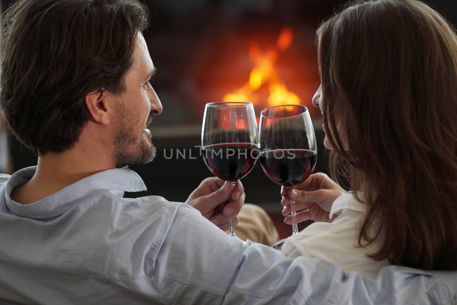 Romantic couple drinking wine by ALotOfPeople