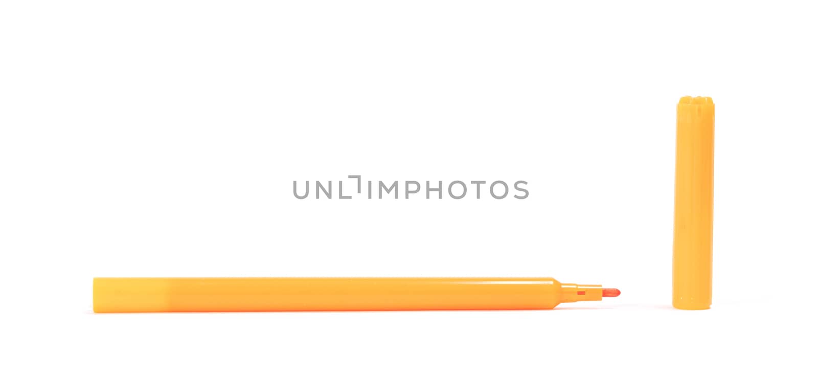 Orange felt-tip pen isolated on white background