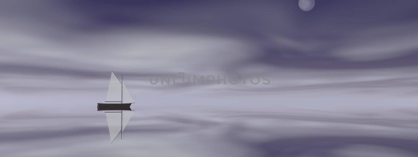 very beautiful sailboat on the sea - 3d rendering by mariephotos
