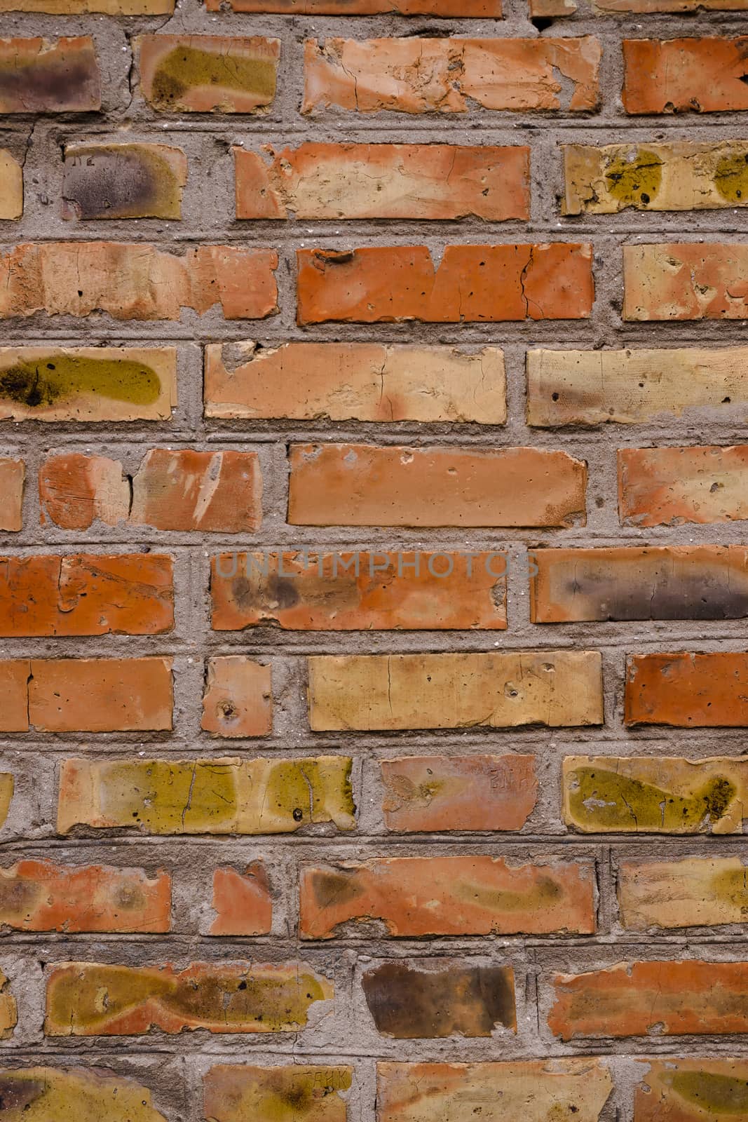 Old orange brick wall pattern. Brick background. Good wallpaper. Stock photo of old wall.