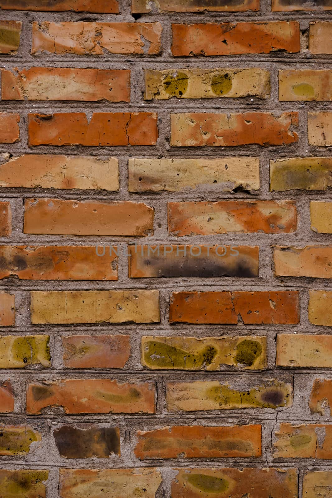 Old orange brick wall pattern. Brick background. Good wallpaper. Stock photo of old wall.