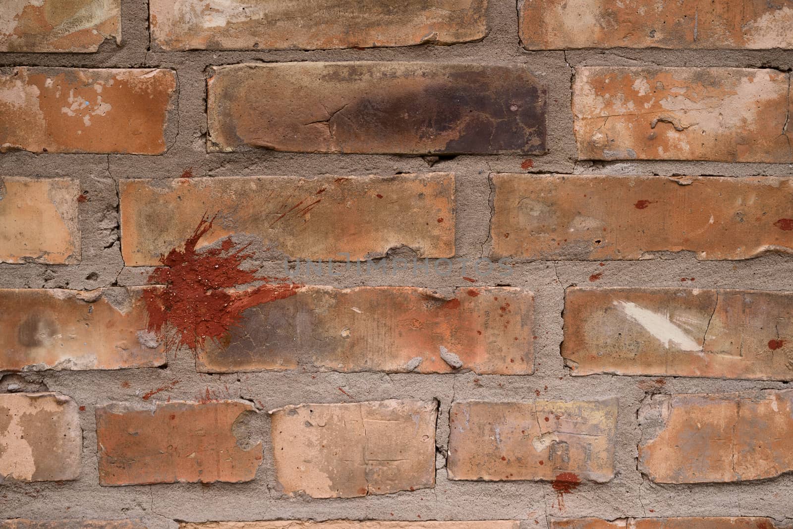 Old orange brick wall pattern. Brick background. Good wallpaper. by alexsdriver