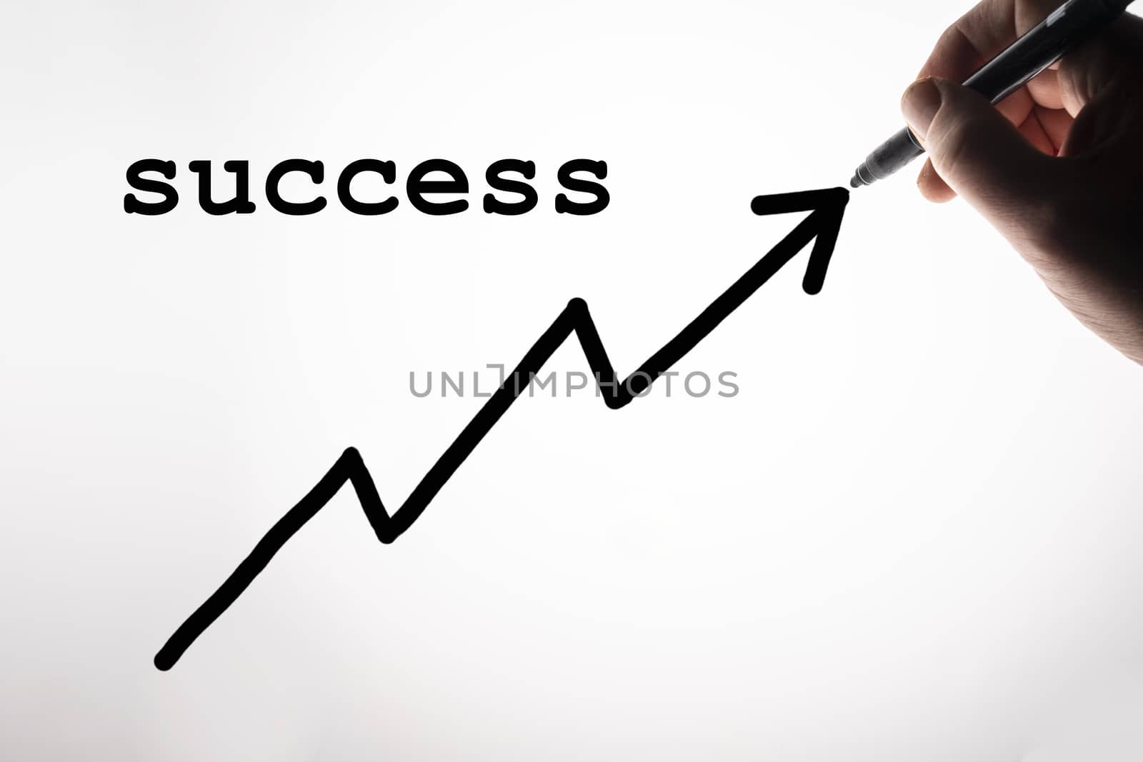 the success graph drawn on a backlit surface