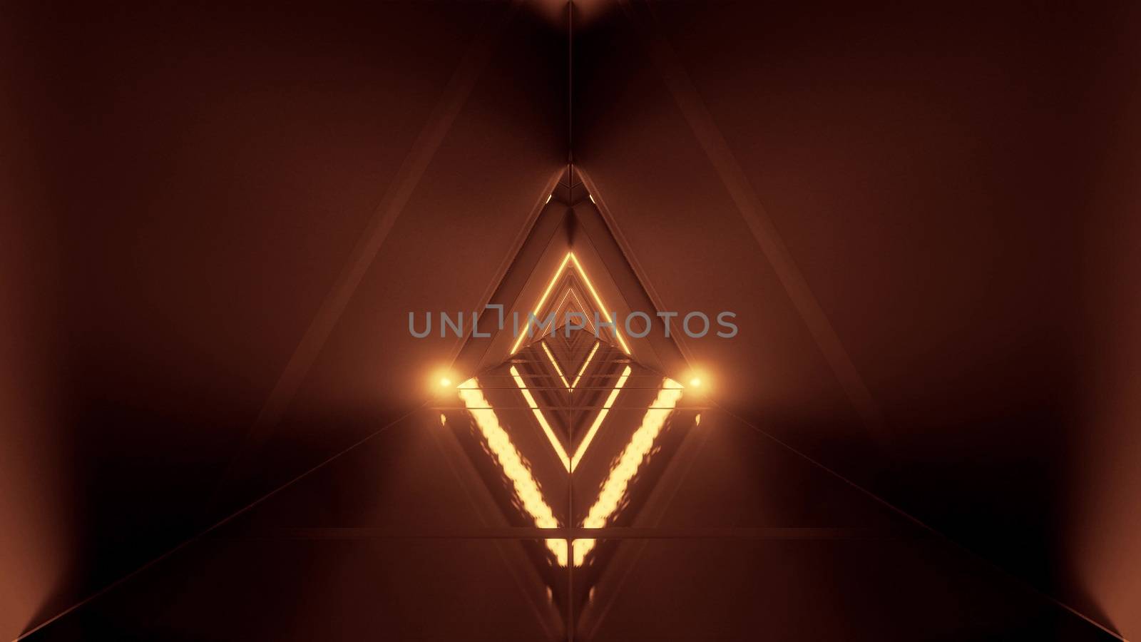 glowing triangle space ship temple tunnel corridor in futuristic sci-fi style with reflective glass bottom 3d illustration background wallpaper by tunnelmotions