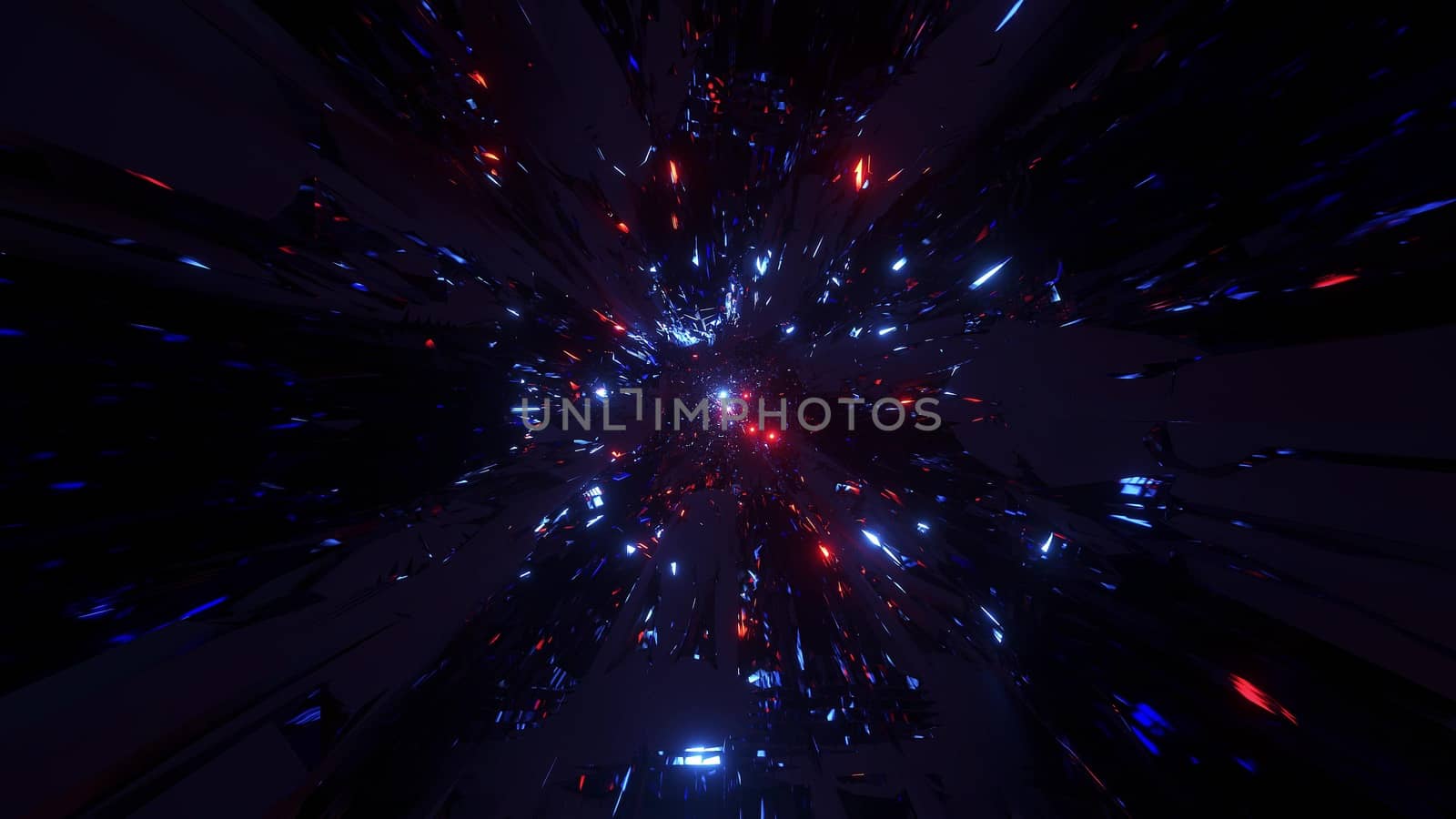 abstract space galaxy tunnel with glowing sphere planets 3d illustration design background wallpaper, cool glowing 3d rendering graphic artwork