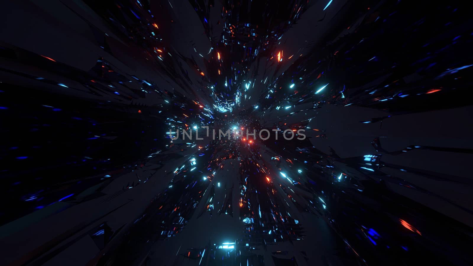 abstract space galaxy tunnel with glowing sphere planets 3d illustration design background wallpaper by tunnelmotions