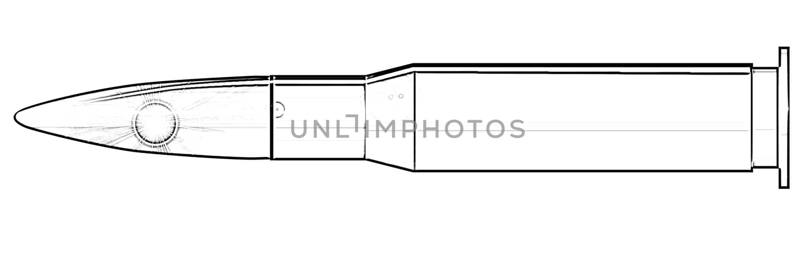 A rifle bullet isolated over a white background