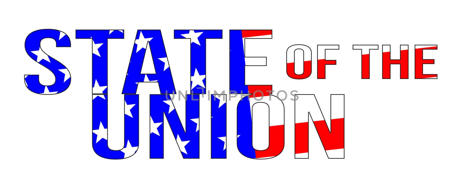 State of the Union text over the Stars and Stripes US flag