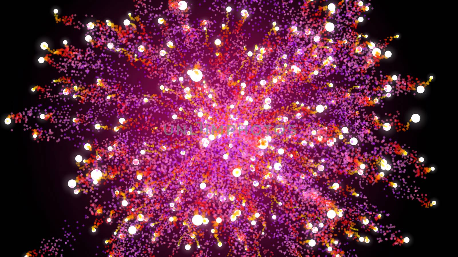 3D illustration, The ball circle, small ball, free movement are breaking out from the centre and letting the particles spread.