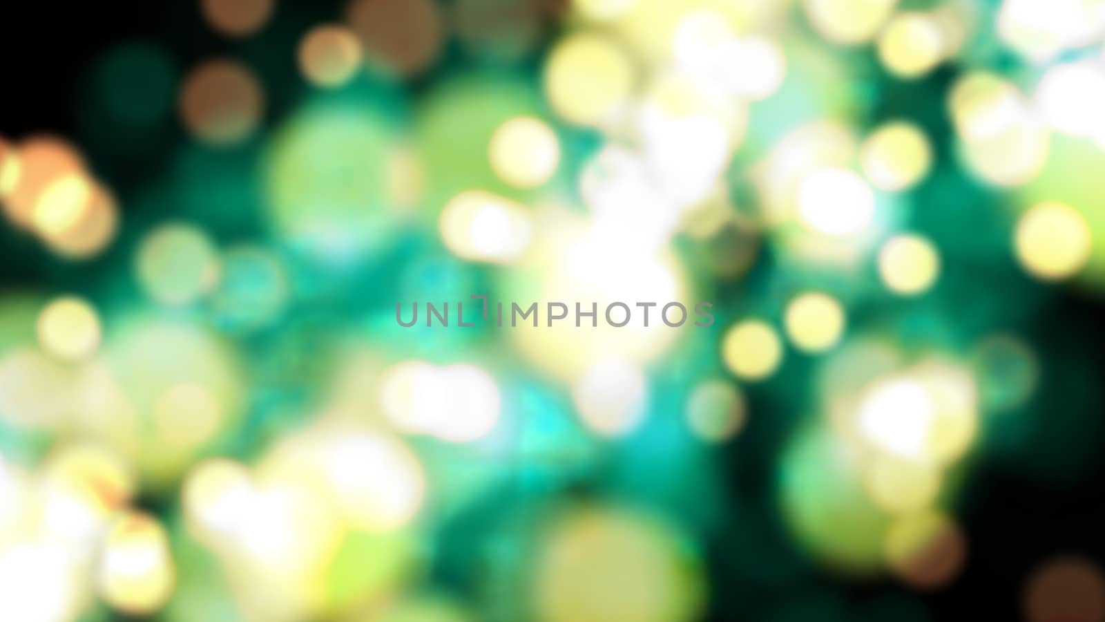 3d illustration, Light green and yellow circles with blurry, blurry colours. Bokeh lights