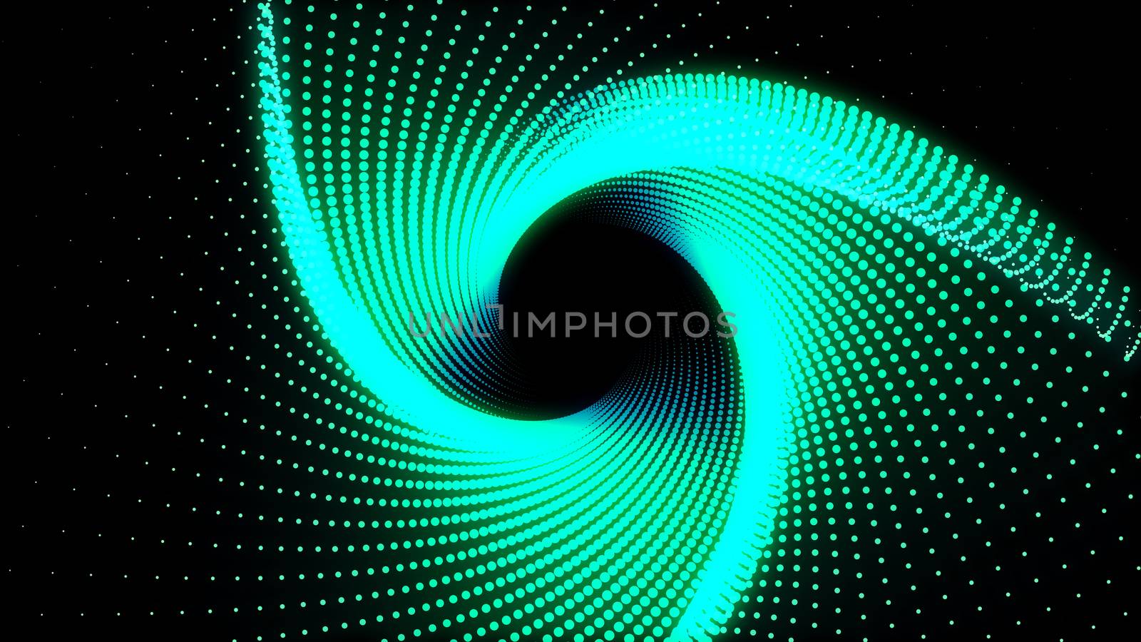 3d Illustration, Green dots lined up in lines It was put together until it was a triangle pipe and it is twist.
