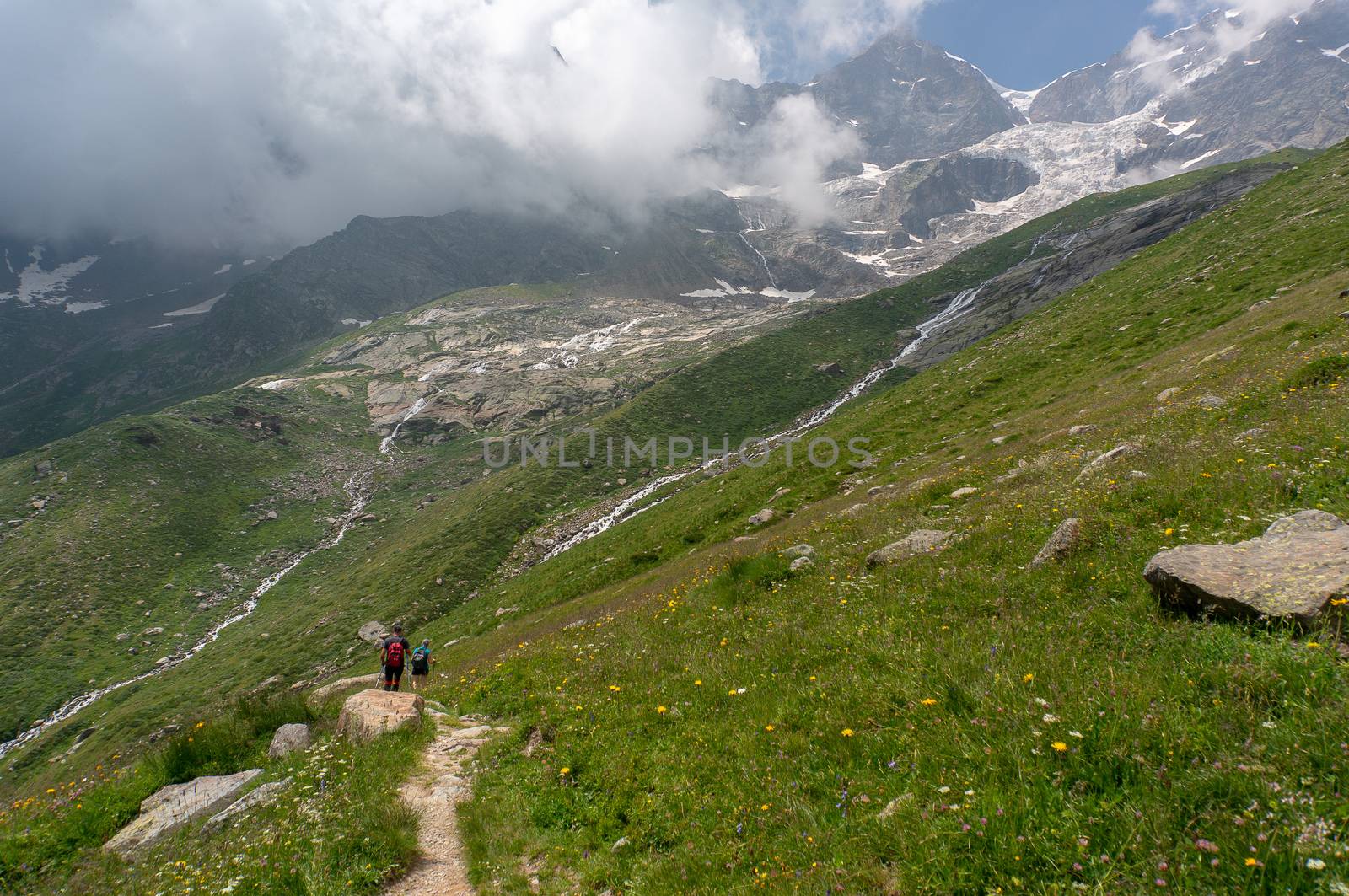 Trekking in Italian Alps mountain