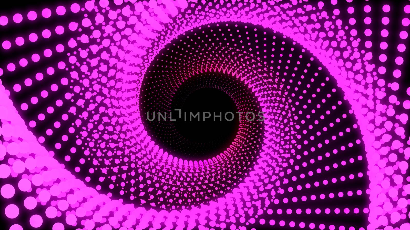 3d Illustration, Big pink dots lined up in lines It was put together until it was a triangle pipe and it is twisted until it the same circle.