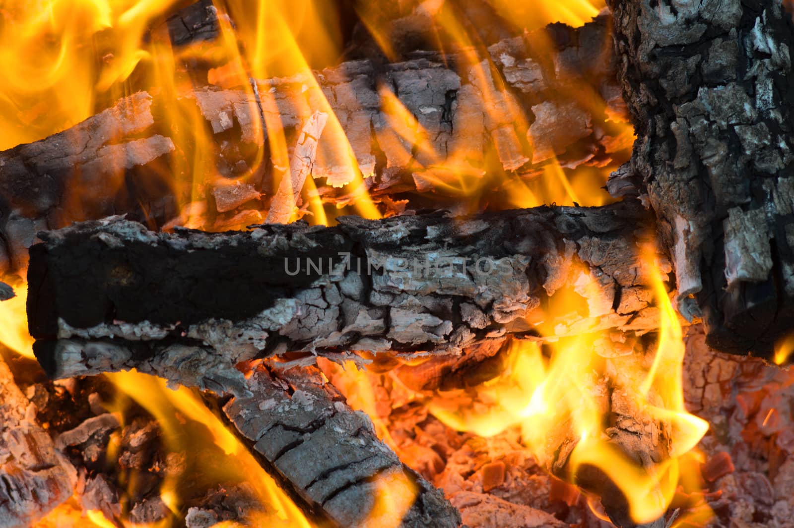 A big red bonfire closeup