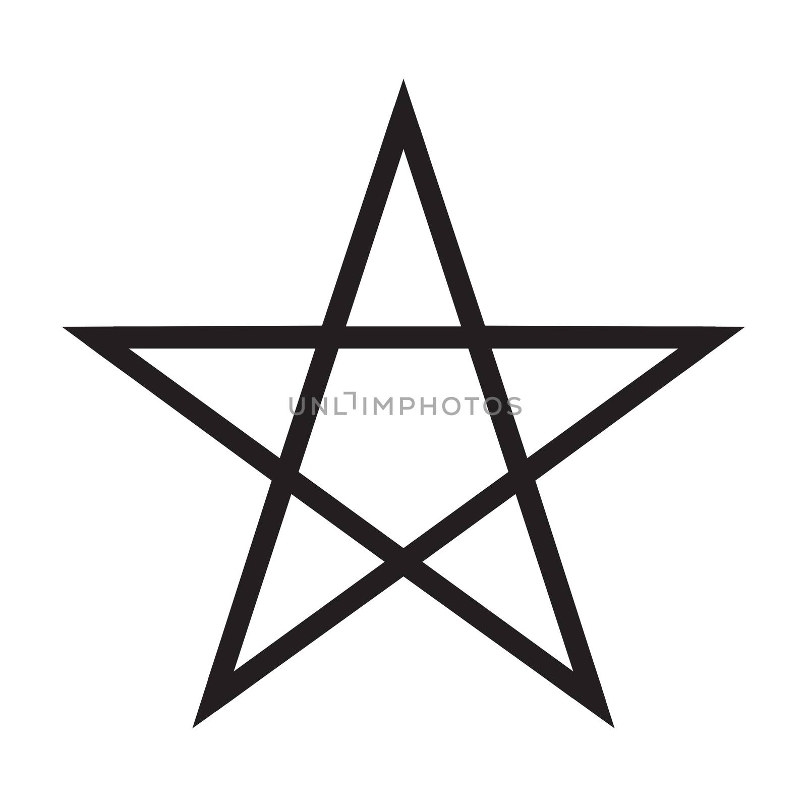 The ancient symbol the pentangle in black over a white background