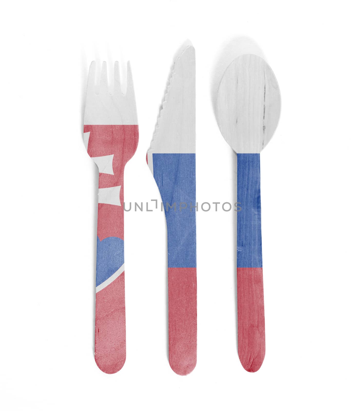Eco friendly wooden cutlery - Plastic free concept - Flag of Slo by michaklootwijk