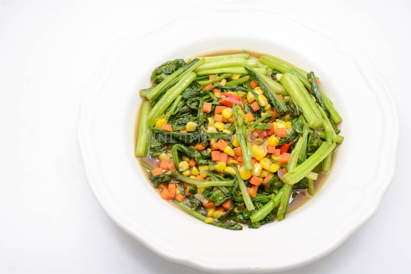 Stir fried Chinese kale with oyster sauce and pork by yuiyuize