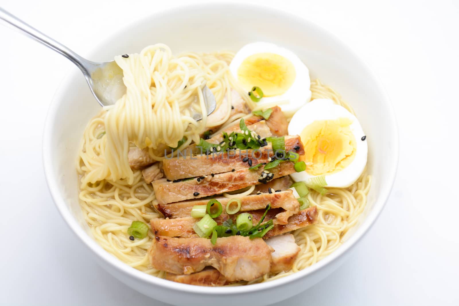 Miso Ramen with egg and pork, homemade Japanese food