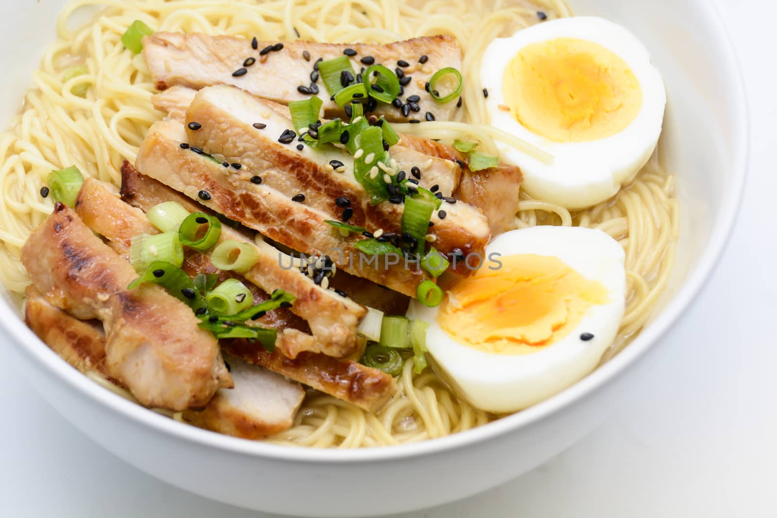 Miso Ramen with egg and pork, homemade Japanese food