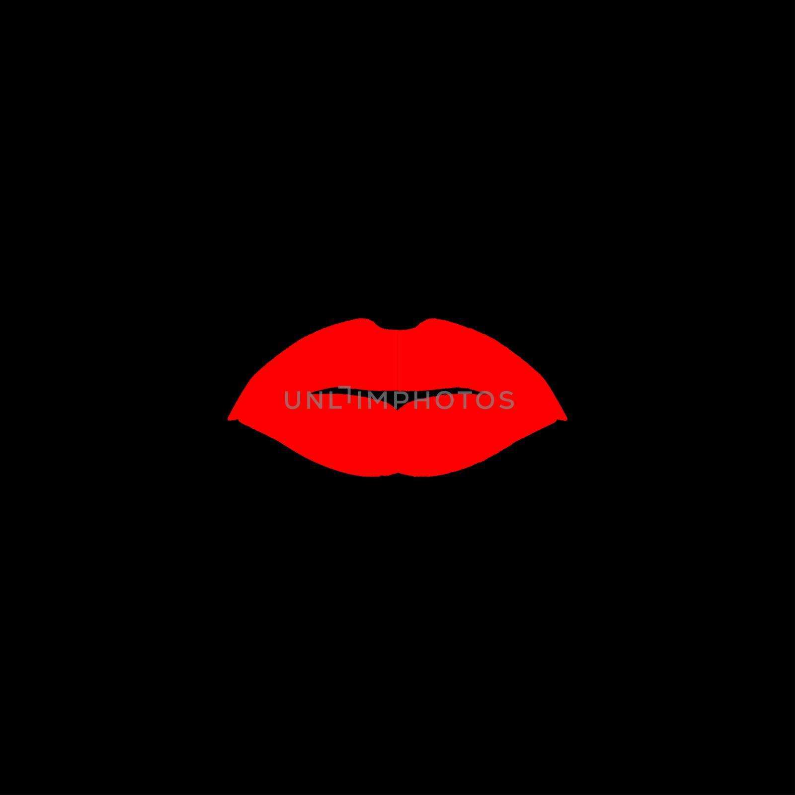 Kissing red lipstick lips over a black background