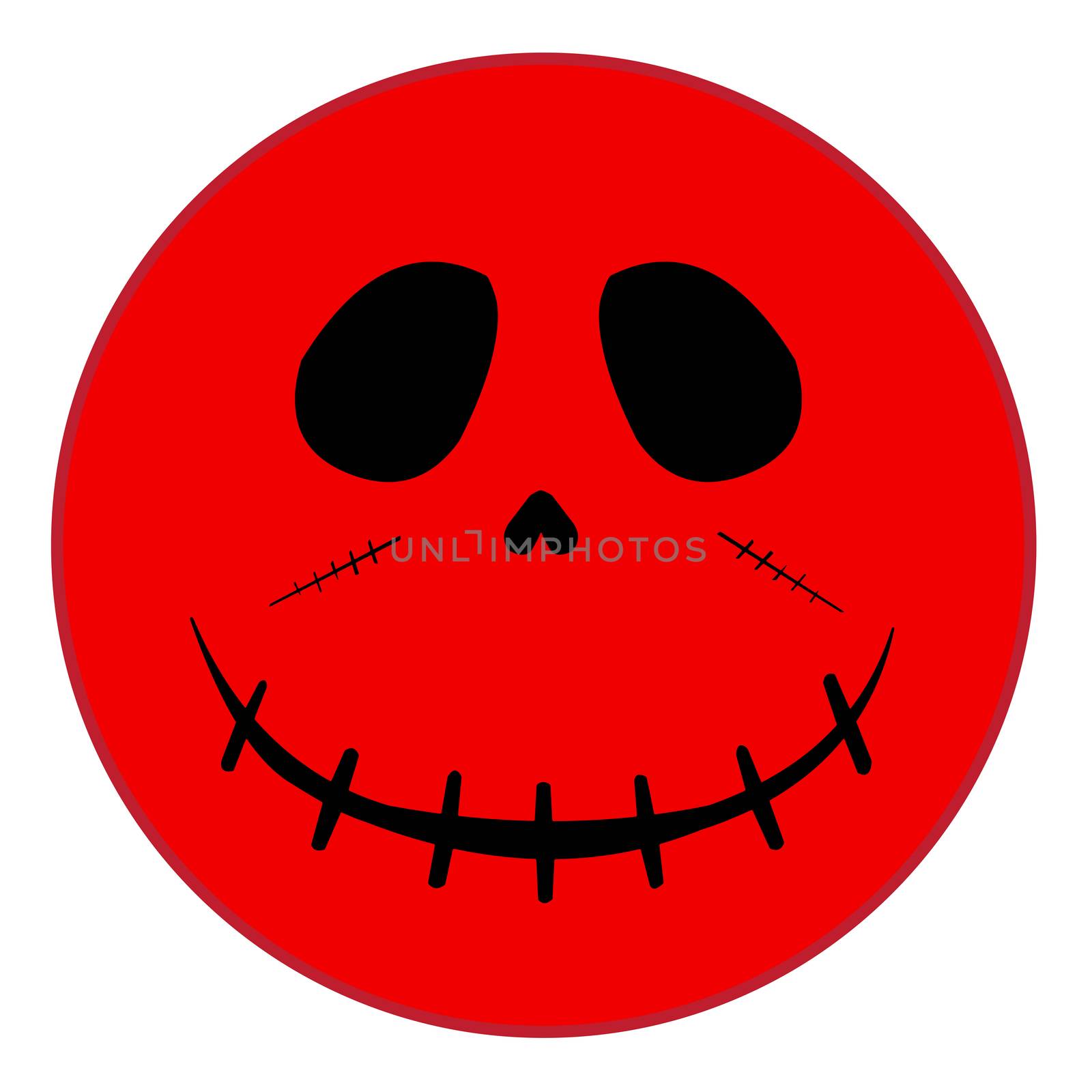 Crazy Red Zombie Face Button Isolated by Bigalbaloo