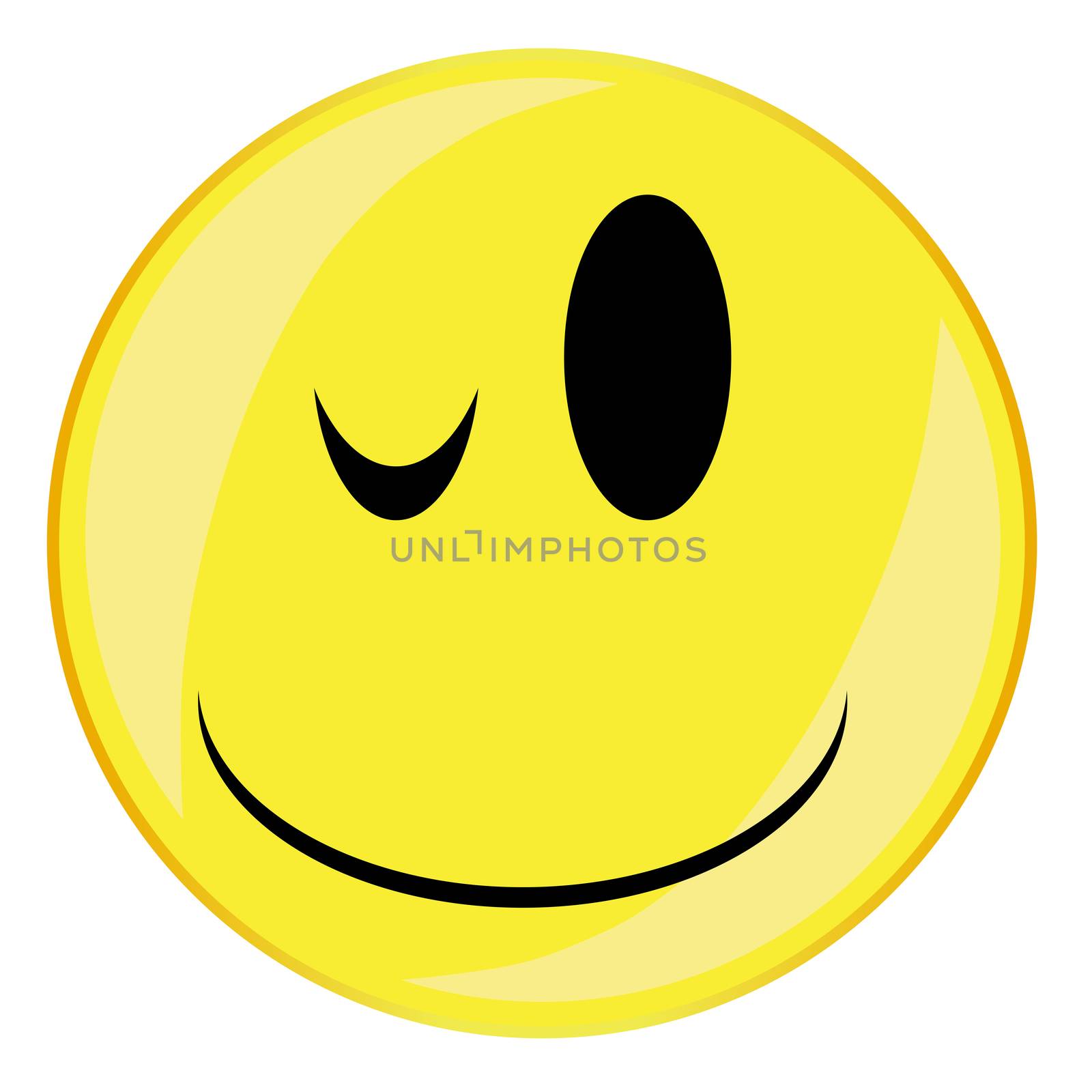 A winking smile face button isolated on a white background