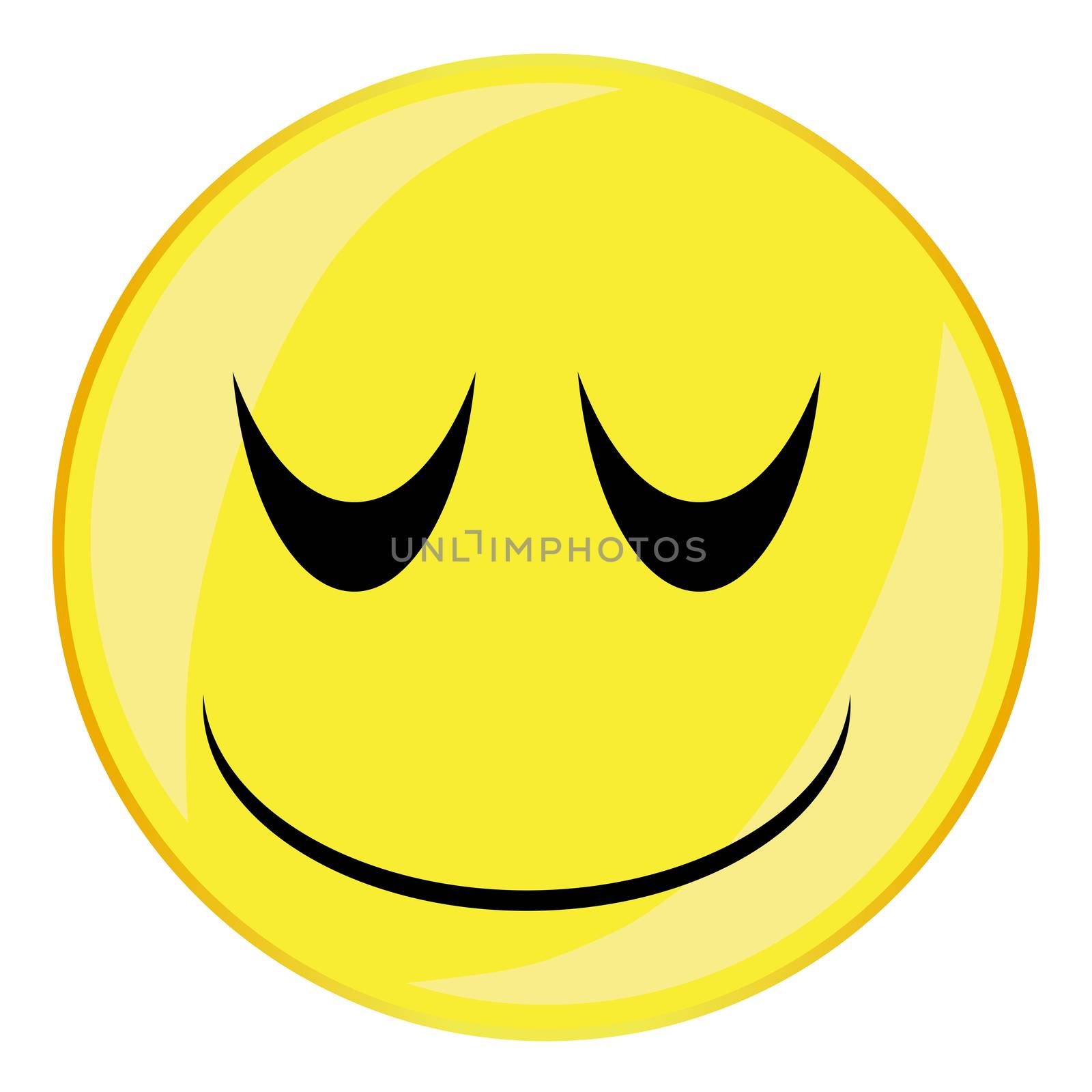 A sleepy smile face button isolated on a white background