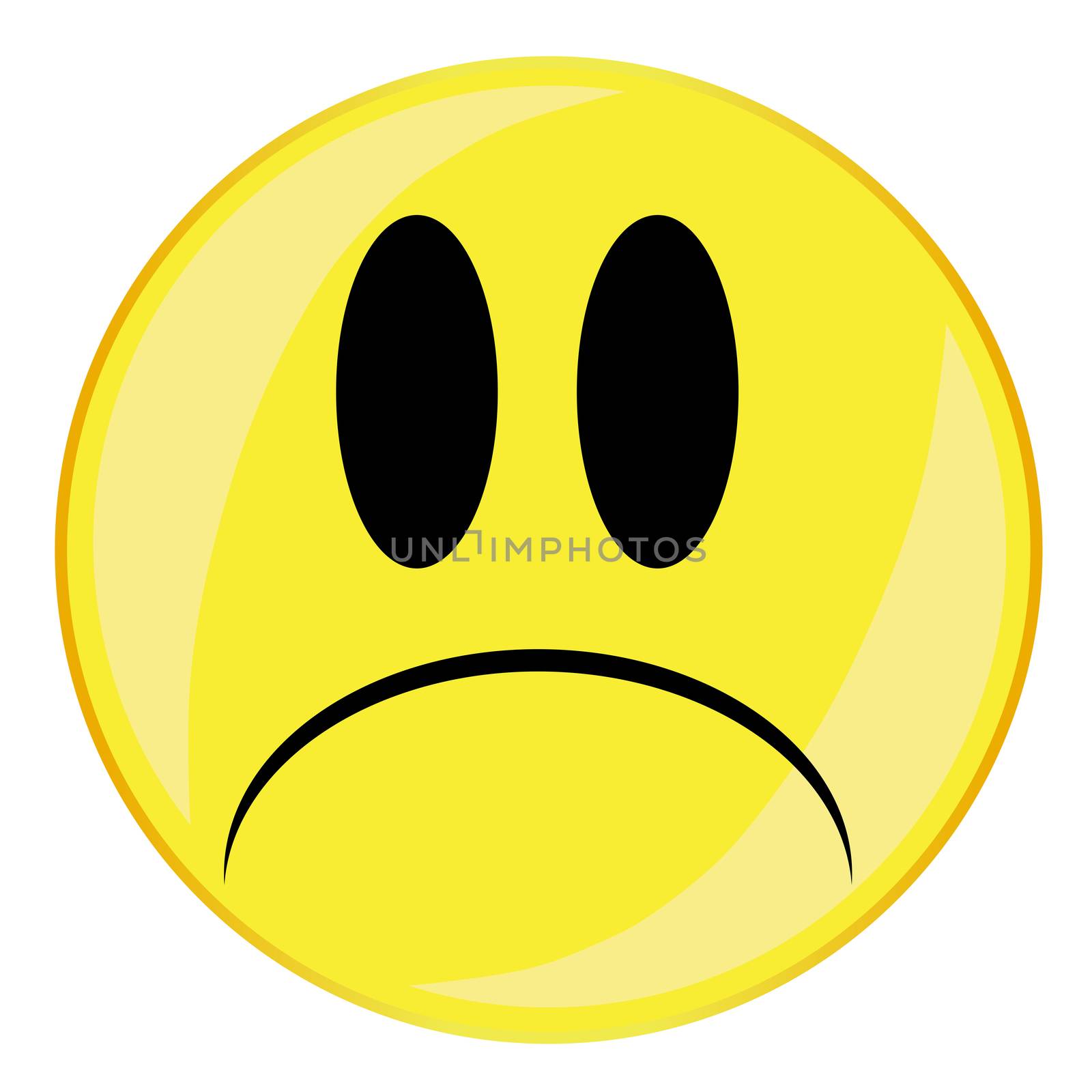 A unhappy smile face button isolated on a white background